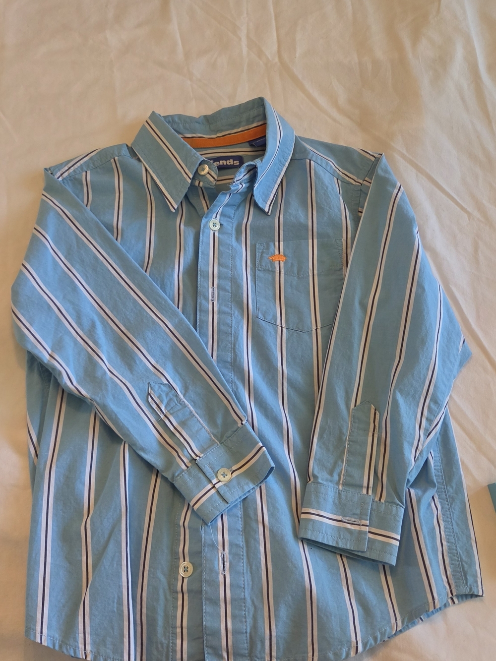 FRIENDS Boys Light Blue Striped Button-Down Shirt